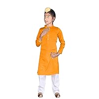 Indian Boy's Kurta Pajama Set Wedding Wear Kid's Shirt Casual Kurta Gold Color