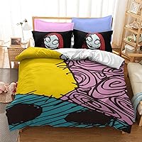 Felu Bedding Duvet Cover Set of Kids, The Nightmare Before Christmas Pattern Comforter Cover Set with 1 Duvet Cover and 2 Pillowcases (California King Size)