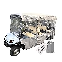 FORMOSA Premium Tight Weave Golf Cart Driving Enclosure 6 Seater Passenger EZGO 4 + 2 Bench Cover for Protection from the Elements Strong YKK Door Zipper - 119