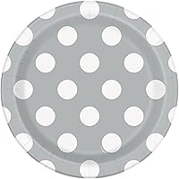 Unique Industries, Polka Dot Cake Paper Plates, 8 Pieces - Silver