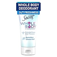 Secret Whole Body Deodorant Cream for Women, Unscented, Aluminum Free Deodorant Cream, 72 HR Odor Protection, 3.0 oz