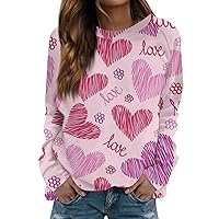 2024 Valentines Day Womens Fashion Long Sleeve Crewneck Sweatshirt Graphic Casual Girls Pullover Shirts Tops Trendy