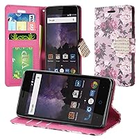 HR Wireless Cell Phone Case for ZTE Tempo N9131 - Romantic Pink White Roses Floral