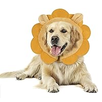 IEUUMLER Inflatable Recovery Dog Collar, Protective Donut Cone, Adjustable Soft Collar for Dog and Cat After Surgery Prevent from Biting & Scratching EU002 (Brown Lion, S)