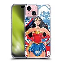 Head Case Designs Officially Licensed DC Women Core Wonder Woman Compositions Soft Gel Case Compatible with Apple iPhone 15 and Compatible with MagSafe Accessories