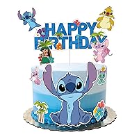 10Pcs Stitch Party Decoration Cake Topper, Perfect Party Supplies for Your Stitch Birthday Party - Fun Kid's Party Cupcake Decoration!