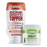 Mobility Bundle, Thick, Collagen Rich Beef Bone Broth for Dogs, Soft Chews Treats with Glucosamine, Chondroitin, Turmeric, Chicken Flavor Chews