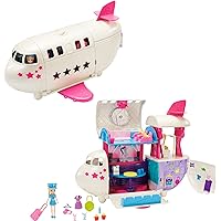 Polly Pocket Travel Toy Playset with 3-inch Doll and Accessories, Transforming Fabulous Flying Jet Airplane Toy
