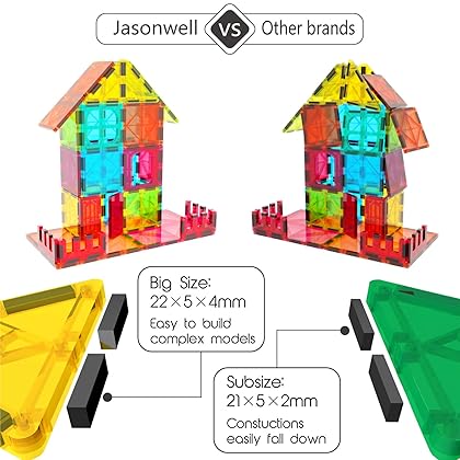 Jasonwell Magnetic Tiles Kids Magnetic Blocks Building Sets 3D Magnet Tile Building Blocks Magna Construction Educational STEM Toys Gifts for Toddlers Boys Girls 3 4 5 6 7 8 9 10 + Year Old