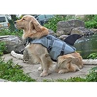 Dog Life Jacket, Adjustable Pet Life Preserver Safety Dog Swimming Pool Vest, Novice Swimmer Life Jacket for Pets, Water Safety at The Pool, Beach, Boating, Grey, S
