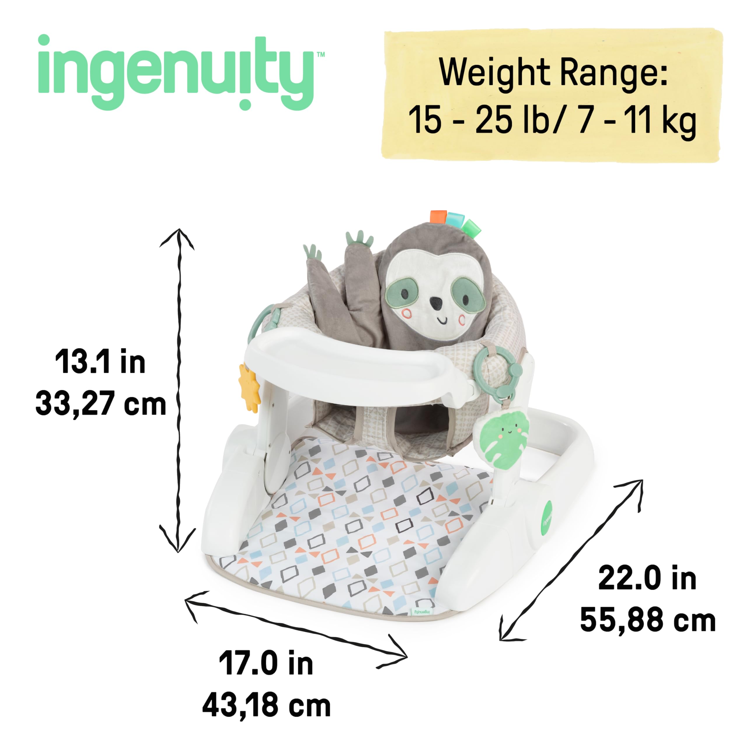 Ingenuity Prop Spot Learn-to-Sit Floor Seat for Baby, Removable Tray, 2 Linkable Toys, Tummy Time Mat, Unisex, for Ages 4-12 Months - Loni