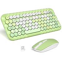 MOFII Wireless Keyboard and Mouse, Computer Keyboard with Hexagon Keycaps, USB Receiver Connection for Windows, Laptop/PC/Desktop/Notebook (Green Colorful)