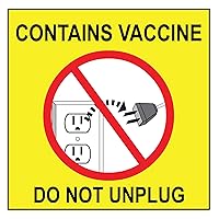 Refrigerator Label, Contains Vaccine Do Not Unplug, 4