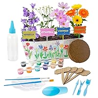 Paint & Plant Flower Growing Kit-Kids Gardening Science STEM Gifts for Girls and Boys Ages 4 5 6 7 8 9 10 11 12-STEM Arts & Crafts Project Activity-Grow Your Own Plant Garden with Planter Tools Kits