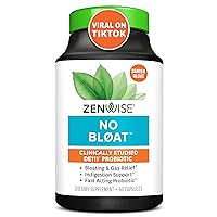 Zenwise Health NO Bloat - Probiotics for Digestive Health with Ginger, Dandelion, and Lactase, Digestive Enzymes for Gas and Bloating Relief for Women and Men - Vegan Water Retention Pills - 60 Count