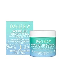 Beauty, Wake Up Beautiful Overnight Retinoid Night Face Cream, Moisturizer for Dry and Aging Skin, Gentle for Sensitive Skin, Hyaluronic Acid + Melatonin, Clean, Vegan & Cruelty Free
