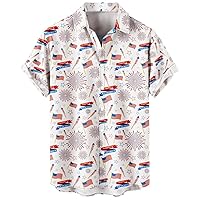 American Flag Hawaiian Shirts USA Beach Shirts for Men Patriotic Short Sleeve Independence Day Casual Button Down