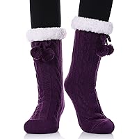 Womens Non Slip Slipper Socks Winter Warm Soft Cozy Fuzzy Fleece-lined Grippers Home Socks