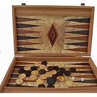 Olive Wood Backgammon Set - Olive Wood Chips - Hand Made