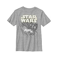 Star Wars boys Zoom Space Logo Ship Graphic Tee T Shirt, Ath Htr, Large US