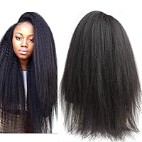 Italian Yaki Lace Human Hair Wigs For Black Women 150 Density Kinky Straight Lace Front Wigs Peruvian Yaki Wig Pre Plucked with Baby Hair Queen Plus Hair (32inch, 13x4 wig)