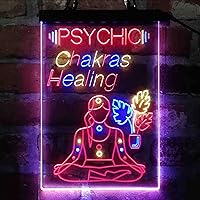 Psychic Chakras Healing Tri-color Led Neon Sign Red & Blue & Yellow 7.9 x 12.6 Inches st9s23-i3183-rby