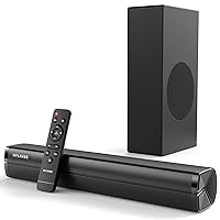 2.1ch Sound Bars for Smart TV with Subwoofer, 100W Surround Sound Bluetooth Soundbar for TV, 16-inch Deep Bass Compact TV Speakers, HDMI-ARC/Coaxial/AUX/USB Connection for TV, PC, Projector