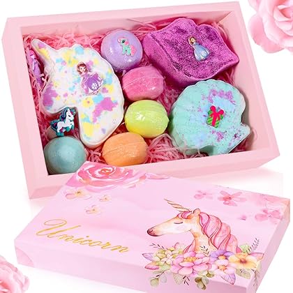 Unicorn Bath Bomb Gift Set - Include Unicorn Lips Sea Shell Macarons Handmade All Natural Essential Oil and Organic Bath Bomb, Best Gift Idea for Birthday Mothers Day Valentine, Women, Mom, Teen Girl