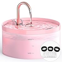 Cat Water Fountain with Tap Shape: 3.2L Cat Fountain for Cats - Super Quiet Water Pump - Filters Hair - Easy Disassembly - 6 Filters + 3 Foam Filters - Pink Cat Fountains for Drinking