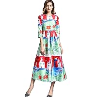 2017 Fashion Runway Printed Brand Ball Gown Midi Dress