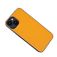 Ultra Thin Case for iPhone 15 Pro Max/15 Pro/15, Business Leather Cover with Screen Camera Protection Light Luxury Phone Case,Yellow,15 Pro Max''