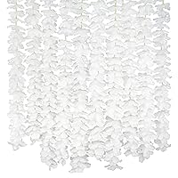 10 Pack 6.5 Feet / 78 inch Wisteria Artificial Fake Hanging Flowers Silk Vine Ratta Plants Leaf Garland for Home Wedding Party Garden Outdoor Greenery Wall Decoration White