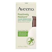 Aveeno Clear Complexion Salicylic Acid Acne-Fighting Daily Face Moisturizer with Total Soy Complex, For Breakout-Prone Skin, Oil-Free and Hypoallergenic, 4 fl. oz