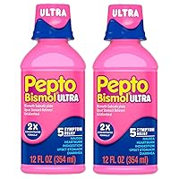 Pepto Bismol Ultra Liquid for Upset Stomach, 5 Symptom Relief, Original, 12 oz (Pack of 2)