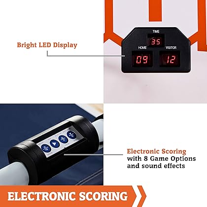 ESPN EZ Fold Indoor Basketball Game for 2 Players with LED Scoring and Arcade Sounds (6-Piece Set), Black (1658128)