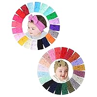 jollybows 40PCS Baby Nylon Headbands Hairbands Hair Bow Elastics for Baby Girls Newborn Infant Toddlers Kids