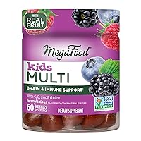 MegaFood Kids Multivitamin Gummies - Kids Vitamins - Age 4+ with Vitamin C, Vitamin D, Zinc, Choline, and Real Fruit - Brain & Immune Support - Berrylicious Flavor - 60 Gummies (30 Servings)