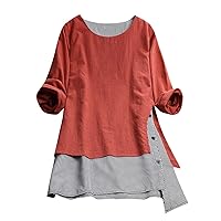 Linen Shirts for Women Cover up Button Down Shirts Short Long Sleeve Office Blouses Casual Business Tops Slim Fit Shirts