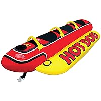 Hot Dog Towable | 1-3 Rider Tube for Boating and Water Sports, Neoprene Seat Pads, Double-Stitched Full Nylon Cover, and Boston Valve for Convenient Inflating & Deflating