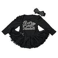 Petitebella Born to Wear Diamonds Black Long Sleeve Bodysuit Girl Baby Clothing Dress Nb-18m