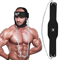 BEAST RAGE Dip Belt for Weightlifting Men with Head Harness Bundle of 1 piece Dip Belt and 1 piece of Head Harness Heavy Duty Steel Chain Workout Powerlifting Deadlifting