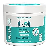 Bausch + Lomb Dog Eyelid Wipes, Tear Stain Removing Wipe, Micellar Technology That Cleanses and Hydrates, Aloe & Licorice, Paraben & Fragrance Free, 45 Pre-Moistened Textured Wipes