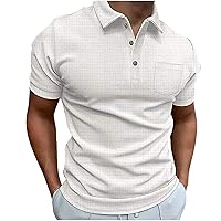 Men's Polo Shirts Casual Button Short Sleeve T-Shirts Summer Casual Plain Tee Athletic Workout Tops Regular Fit Shirt