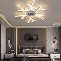 Fan Lamps,Ceiling Fan with Light and Remote Control Reversible Winter and Summer Function 6 Speed Fan Light Led Dimmable Ceiling Fan for Living Room Bedroom/White/a