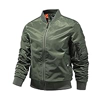 Mens Bomber Jackets Casual Fall Winter Coat Stylish Stand Collar Zip Up Outerwear Casual Track Jacket with Pocket