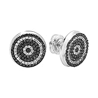 Dazzlingrock Collection 0.50 Carat (ctw) Real Black and White Diamond Micro Pave Hip Hop Mens Stud Earrings 1/2 CT