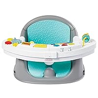 Music & Lights 3-in-1 Discovery Seat and Booster - Convertible, Infant Activity and Feeding Seat with Electronic Piano for Sensory Exploration, for Babies and Toddlers, Teal