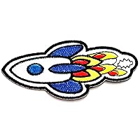 Nipitshop Patches White Space Rocket Logo Kids Cartoon Iron On Embroidered Applique Patch for Clothes Great as Happy Birthday Gift