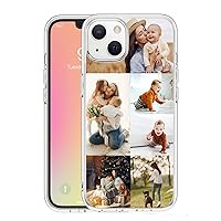 Custom Multi-Photos Phone Case for iPhone 13/13 Pro/13 Pro Max/12/11/XR/XS Personalized 6 Pictures Collage Soft TPU Bumper + Hard PC Back Case Full Cover Protection Customized Gift for Family Birthday