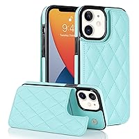 XYX for iPhone 12 Wallet Case with Card Holder, RFID Blocking PU Leather Double Magnetic Clasp Back Flip Protective Shockproof Cover 6.1 inch, Sky Blue